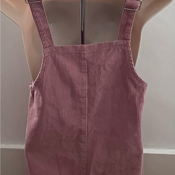 Pink corduroy overall bib pinafore suspender dress, size S Barbiecore boho - Picture 10 of 16